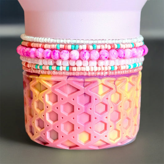 Pink Coral Coast Tumbler Bracelet Stack - The Nifty Little Finds - Bracelet - The Nifty Little Finds