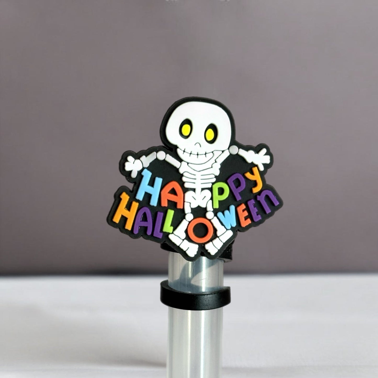 Happy Halloween Skeleton Straw Topper - The Nifty Little Finds - The Nifty Little Finds