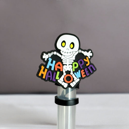 Happy Halloween Skeleton Straw Topper - The Nifty Little Finds - The Nifty Little Finds