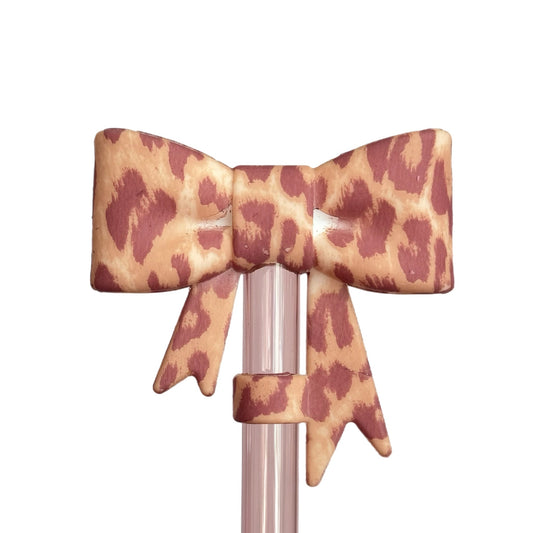 Pink Leopard 3D Bow Straw Topper *Hydroprinted* - The Nifty Little Finds - 3D Bow Straw Topper - The Nifty Little Finds