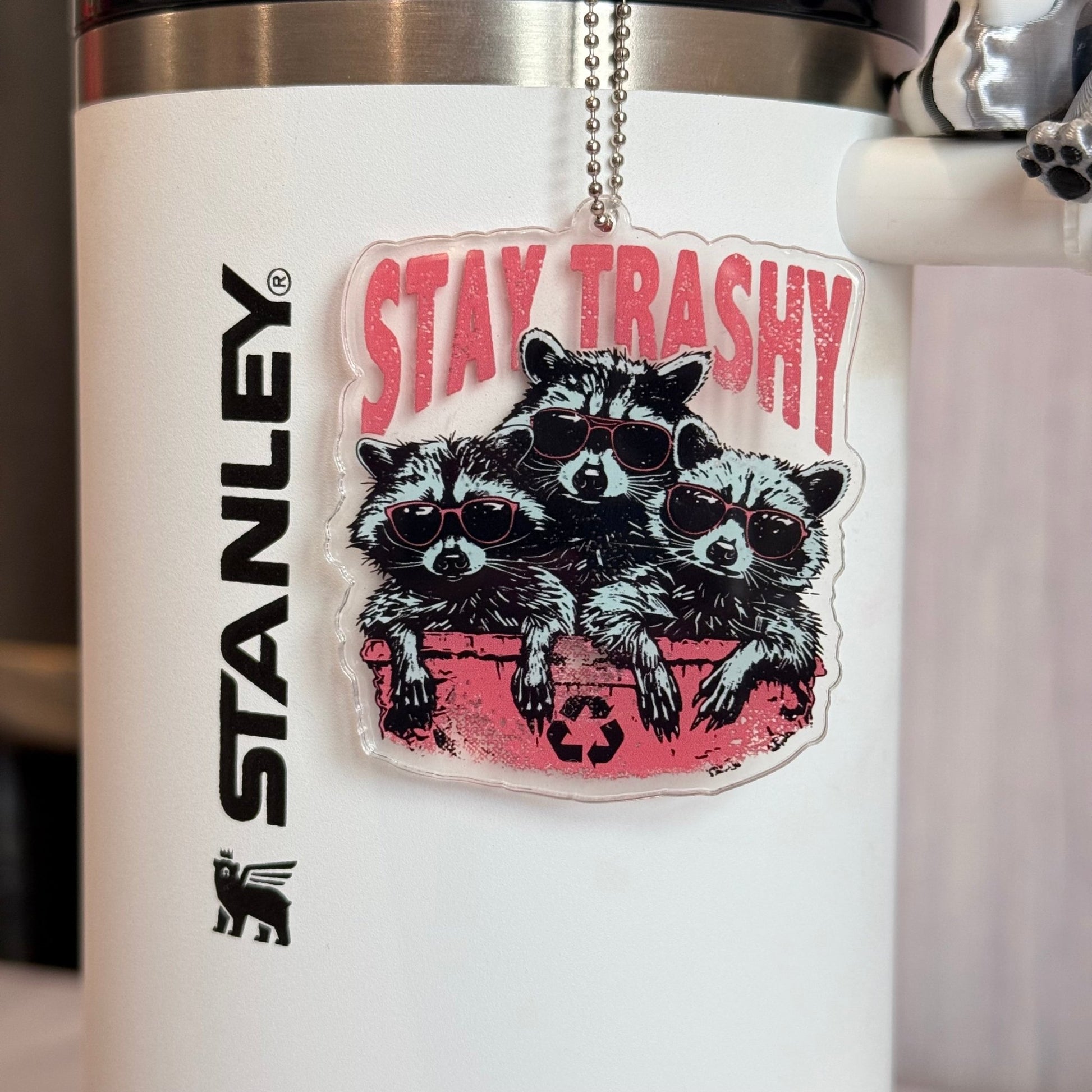 Large Stay Trashy Raccoon- Tumbler Handle Charm - The Nifty Little Finds - Charm - The Nifty Little Finds