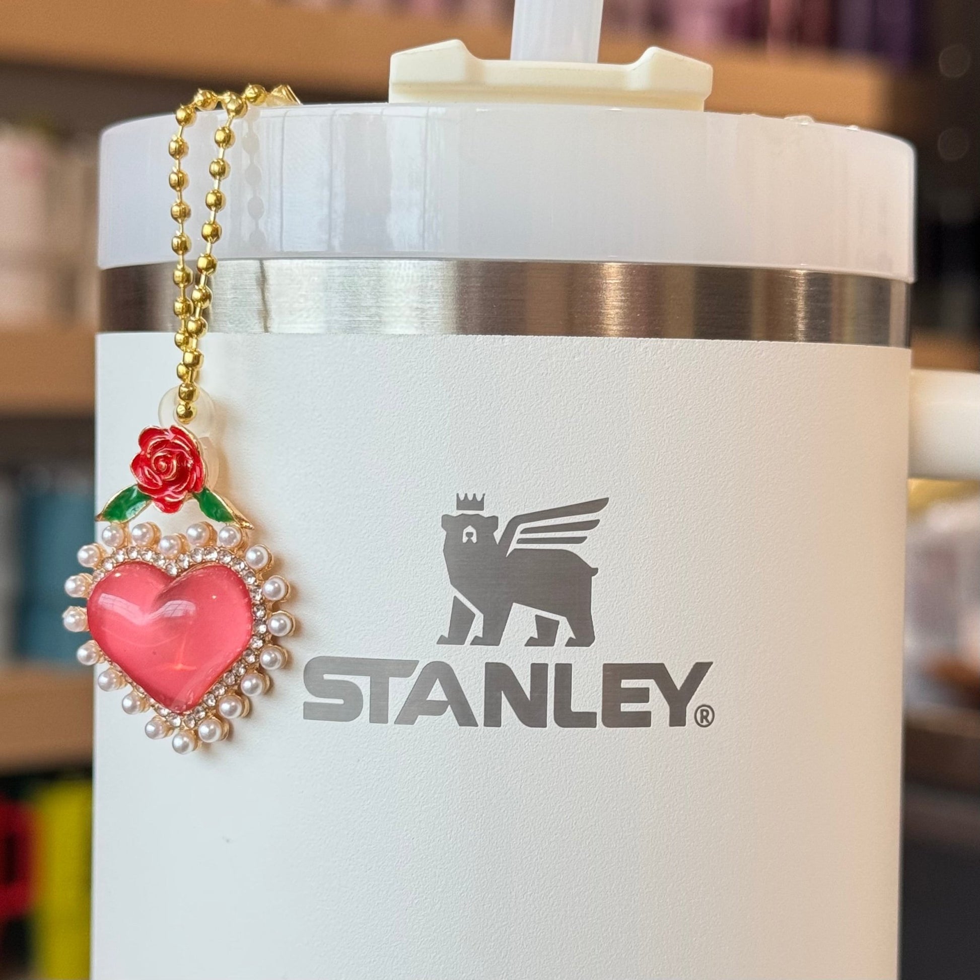 Rose & Heart Charm - Tumbler Handle Charm - The Nifty Little Finds - Charm - The Nifty Little Finds