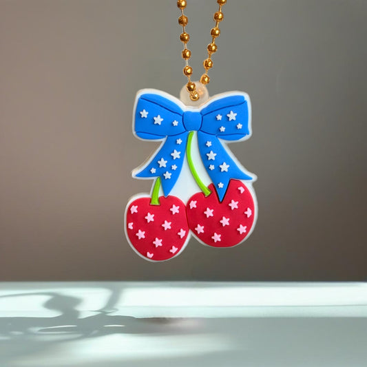 Star-Spangled Cherries Charm - Tumbler Handle Charm - The Nifty Little Finds - Charm - The Nifty Little Finds