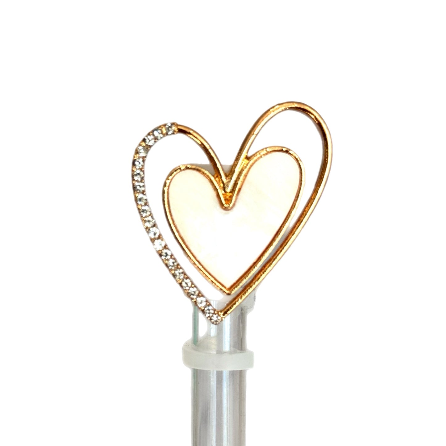 Double Heart Deluxe Metal Straw Topper - The Nifty Little Finds - Deluxe Straw Topper - The Nifty Little Finds