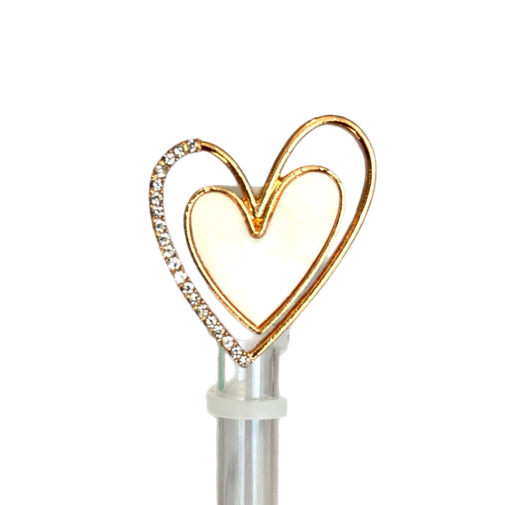 Double Heart Deluxe Metal Straw Topper - The Nifty Little Finds - Deluxe Straw Topper - The Nifty Little Finds