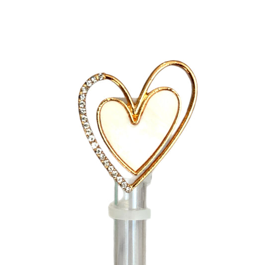Double Heart Deluxe Metal Straw Topper - The Nifty Little Finds - Deluxe Straw Topper - The Nifty Little Finds