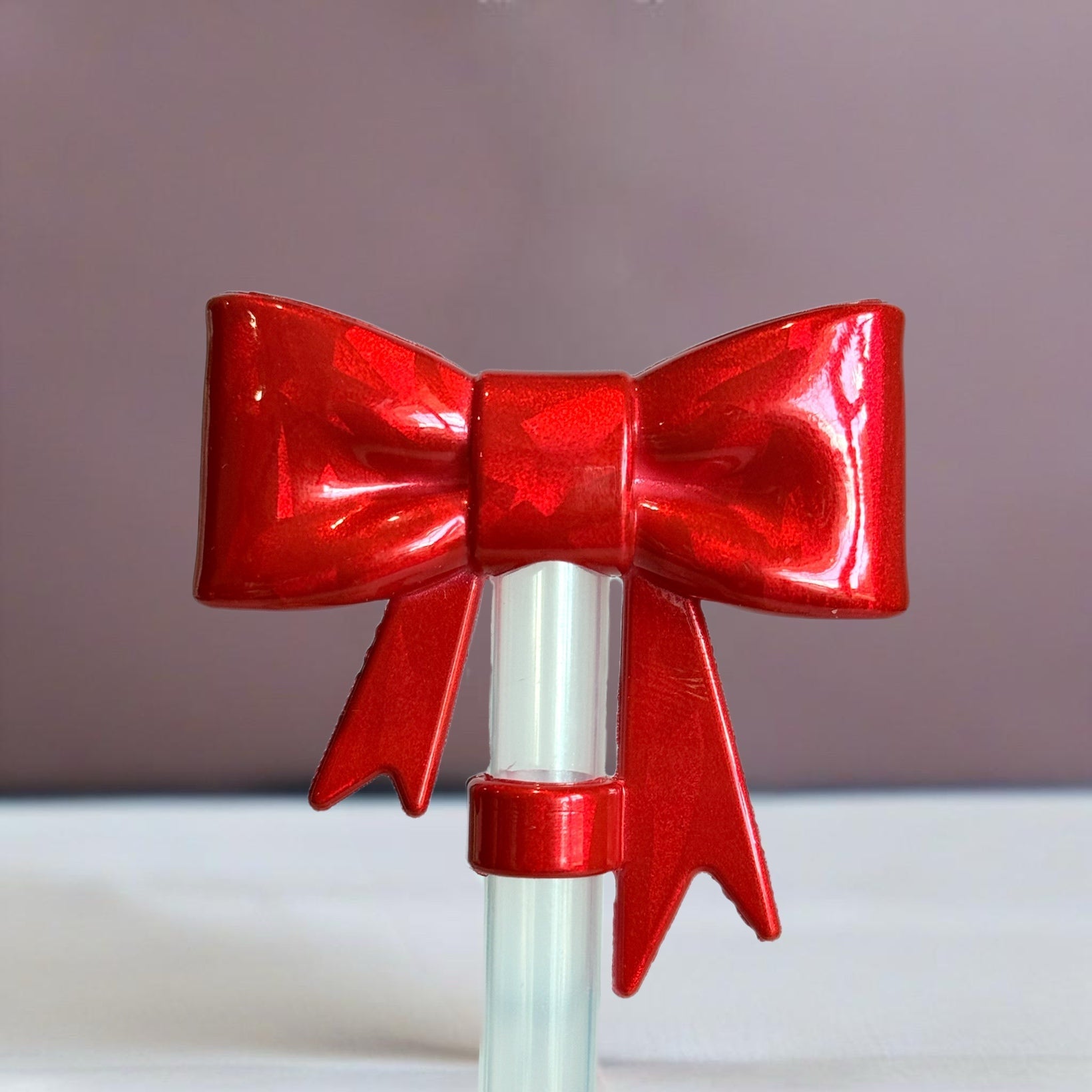 Red Shine 3D Bow Straw Topper - The Nifty Little Finds - 3D Bow Straw Topper - The Nifty Little Finds