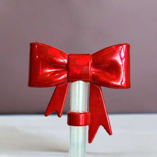 Red Shine 3D Bow Straw Topper - The Nifty Little Finds - 3D Bow Straw Topper - The Nifty Little Finds