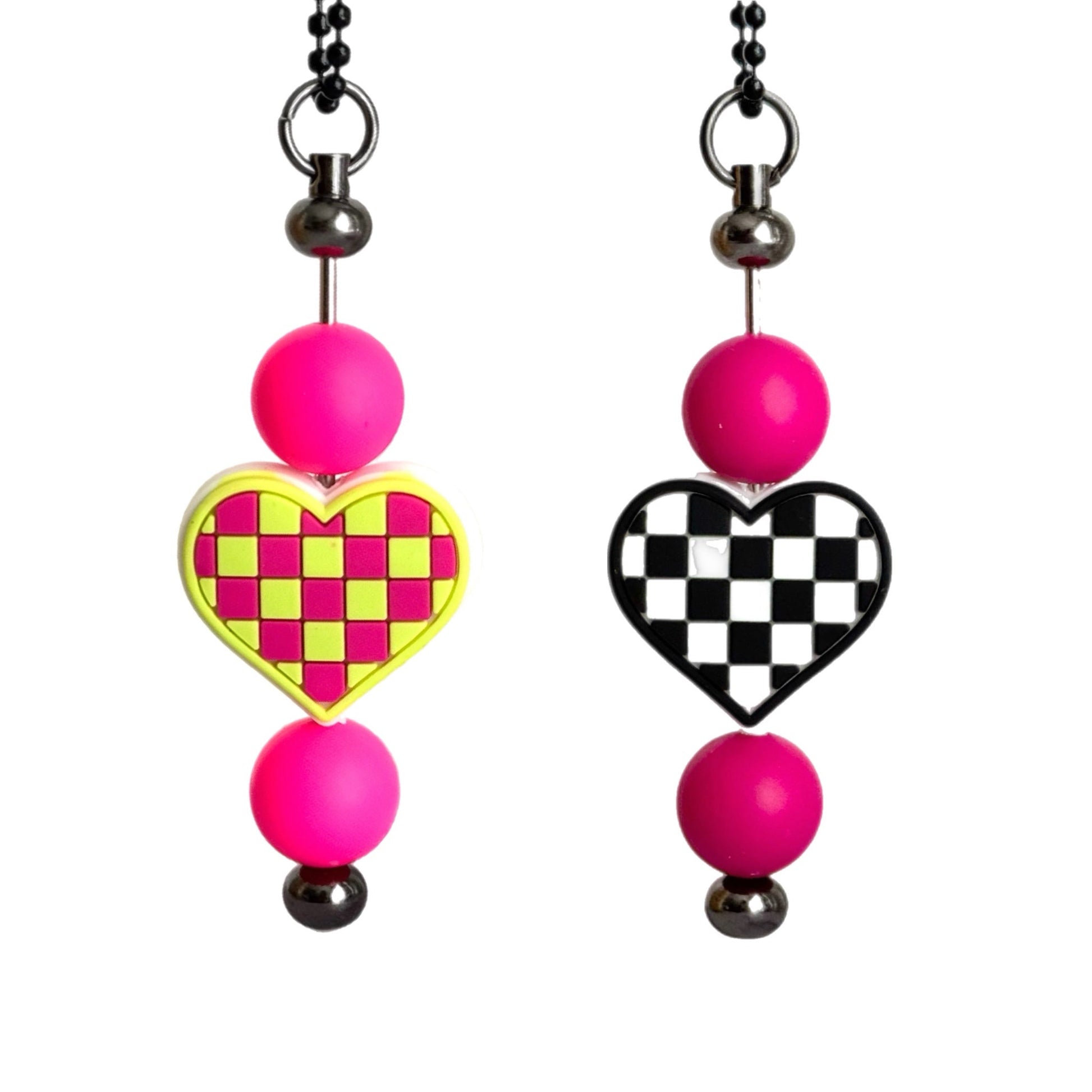 Checker Heart Bar Charm - Tumbler Handle Charm - The Nifty Little Finds - Charm - The Nifty Little Finds
