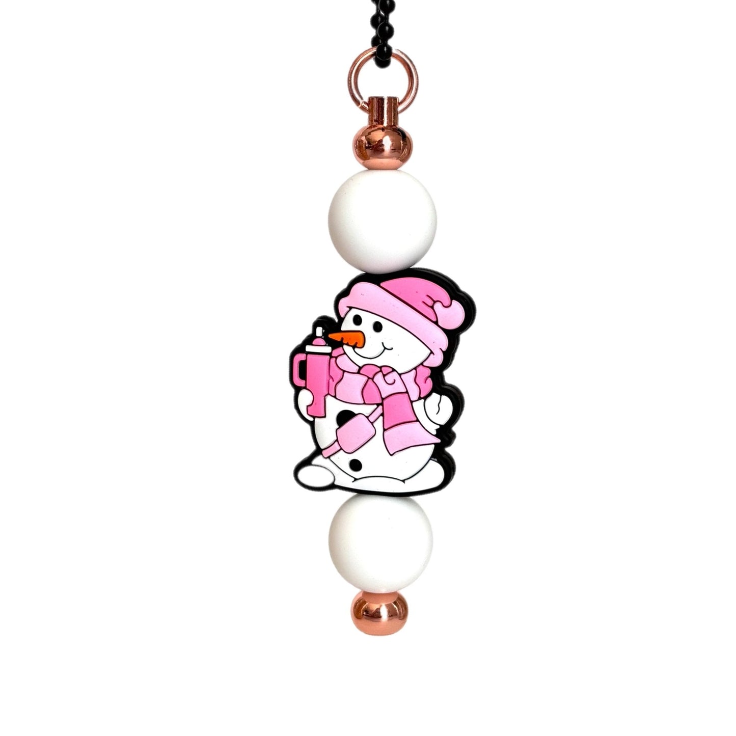 Trendy Pink Snowman Bar Charm - Tumbler Handle Charm - The Nifty Little Finds - Charm - The Nifty Little Finds