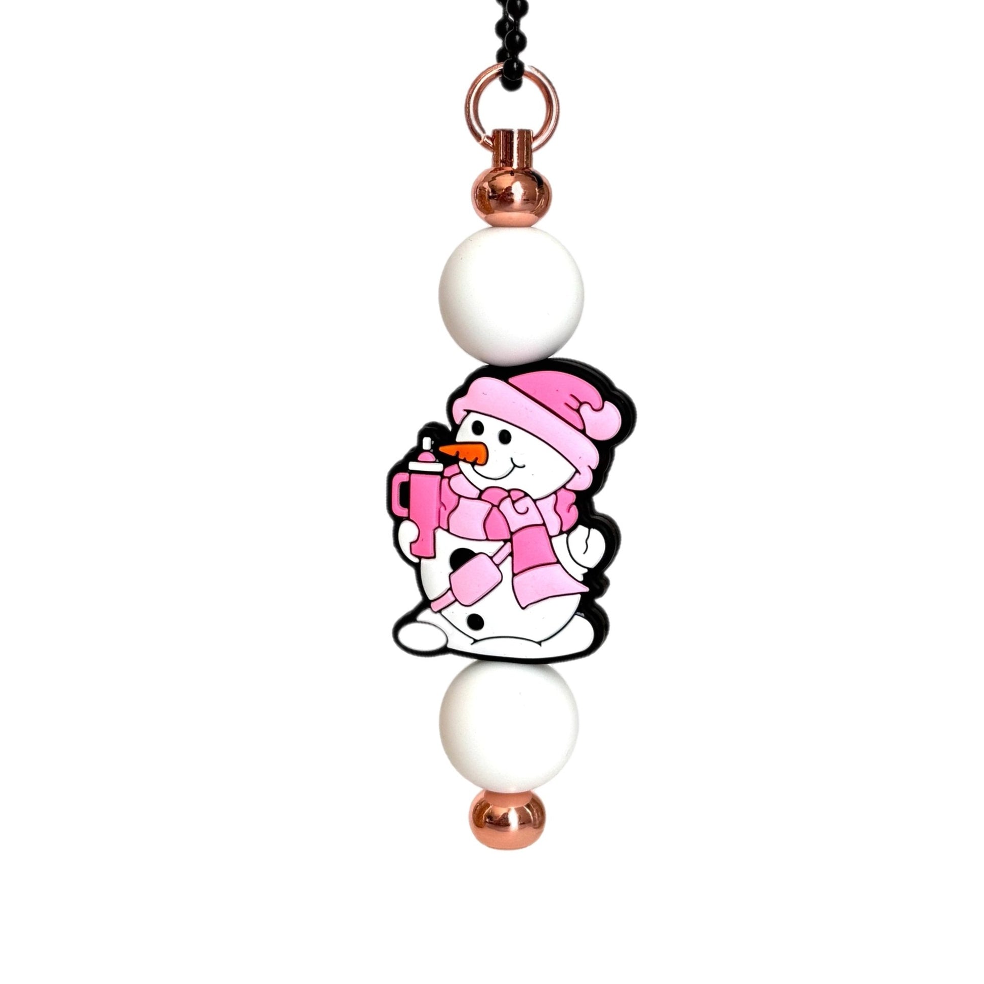Trendy Pink Snowman Bar Charm - Tumbler Handle Charm - The Nifty Little Finds - Charm - The Nifty Little Finds