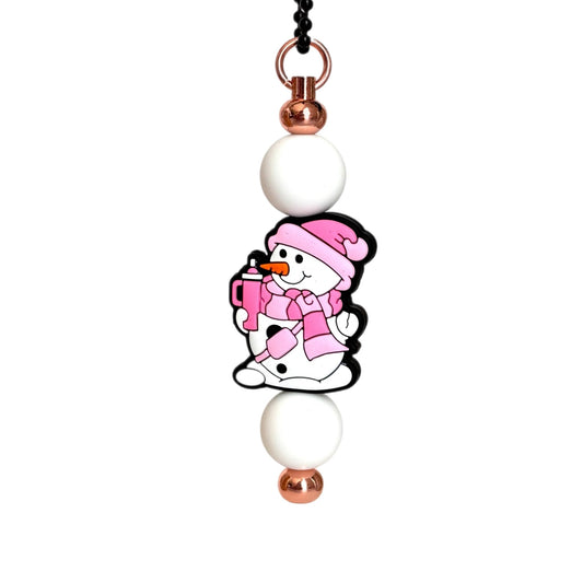 Trendy Pink Snowman Bar Charm - Tumbler Handle Charm - The Nifty Little Finds - Charm - The Nifty Little Finds