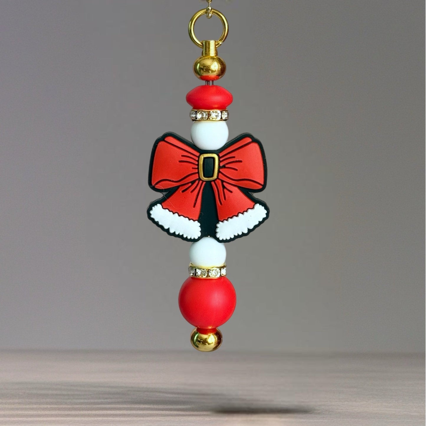 Santa Bow Bar Charm - Tumbler Handle Charm - The Nifty Little Finds - Charm - The Nifty Little Finds