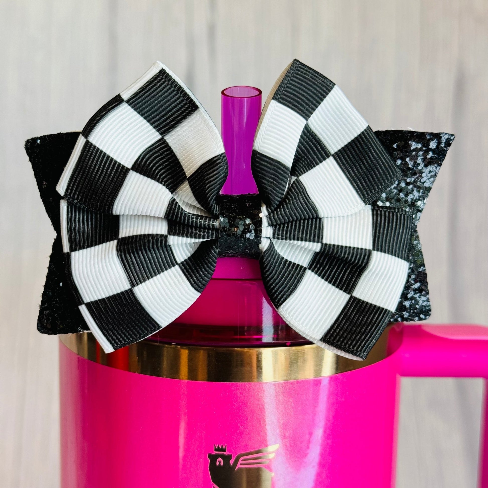 Checkers Tumbler Bow - Universal Fit - The Nifty Little Finds - Bow - The Nifty Little Finds