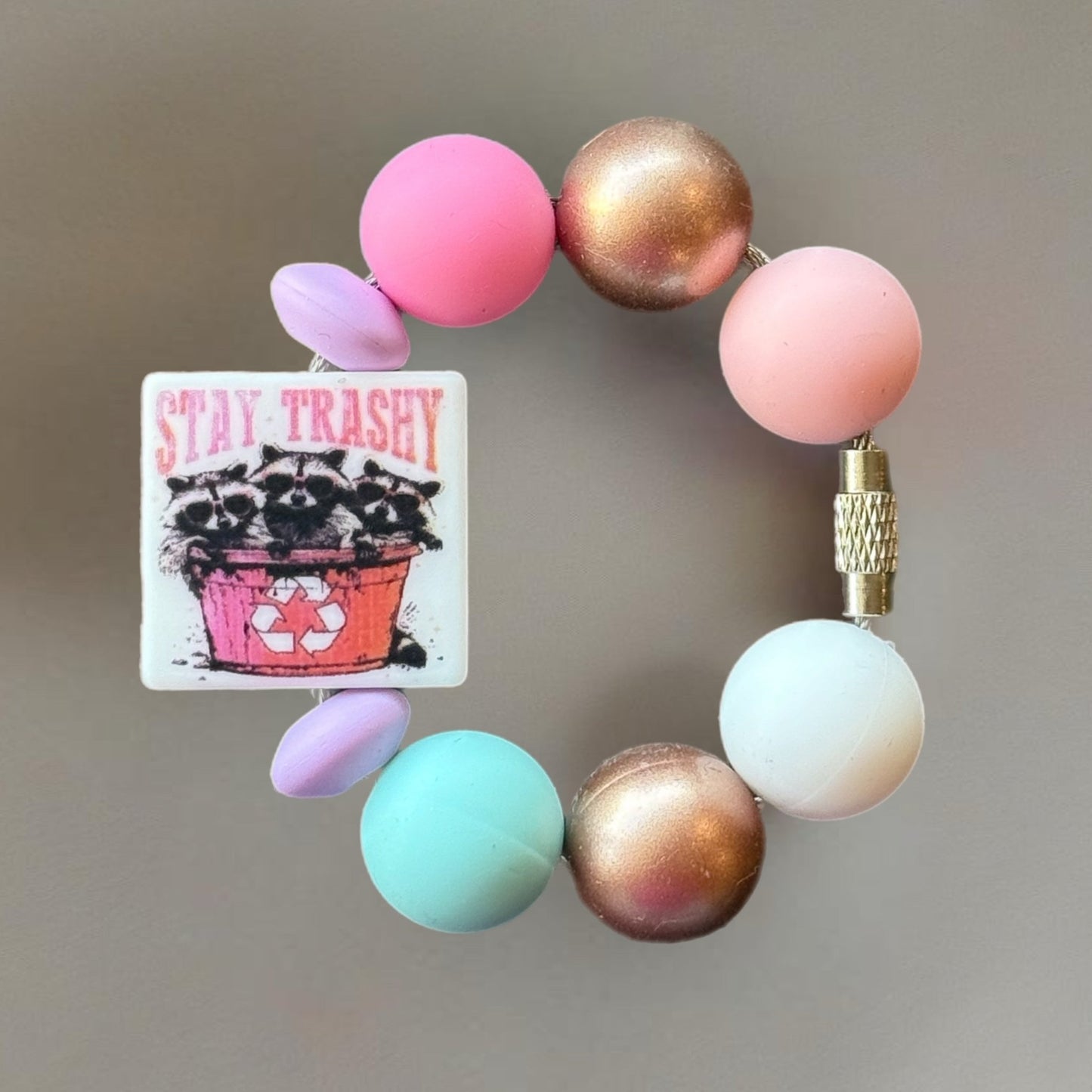 Stay Trashy Raccoon Bracelet - Tumbler Handle Charm - The Nifty Little Finds - Charm - The Nifty Little Finds