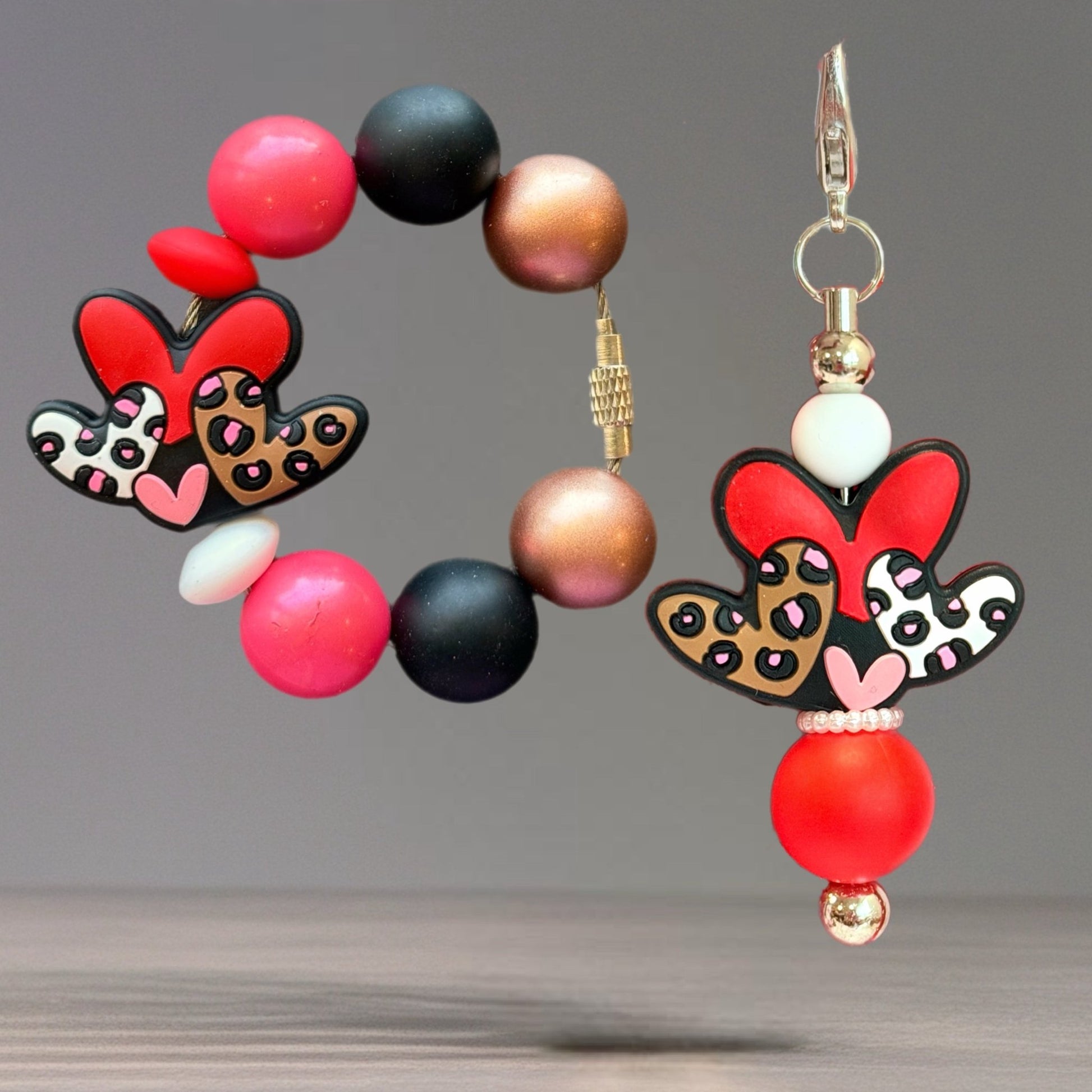 CHEETAH HEARTS Charm - Tumbler Handle Charm - The Nifty Little Finds - Charm - The Nifty Little Finds