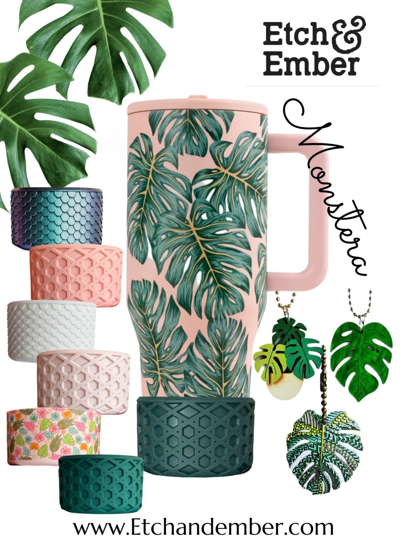 Monstera Charms - Tumbler Handle Charm - The Nifty Little Finds - Charm - The Nifty Little Finds