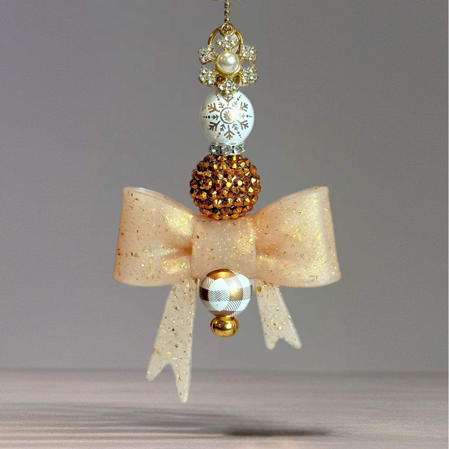 Gold Tinsel 3D Bow Charm - Tumbler Handle Charm - The Nifty Little Finds - Charm - The Nifty Little Finds