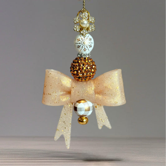 Gold Tinsel 3D Bow Charm - Tumbler Handle Charm - The Nifty Little Finds - Charm - The Nifty Little Finds