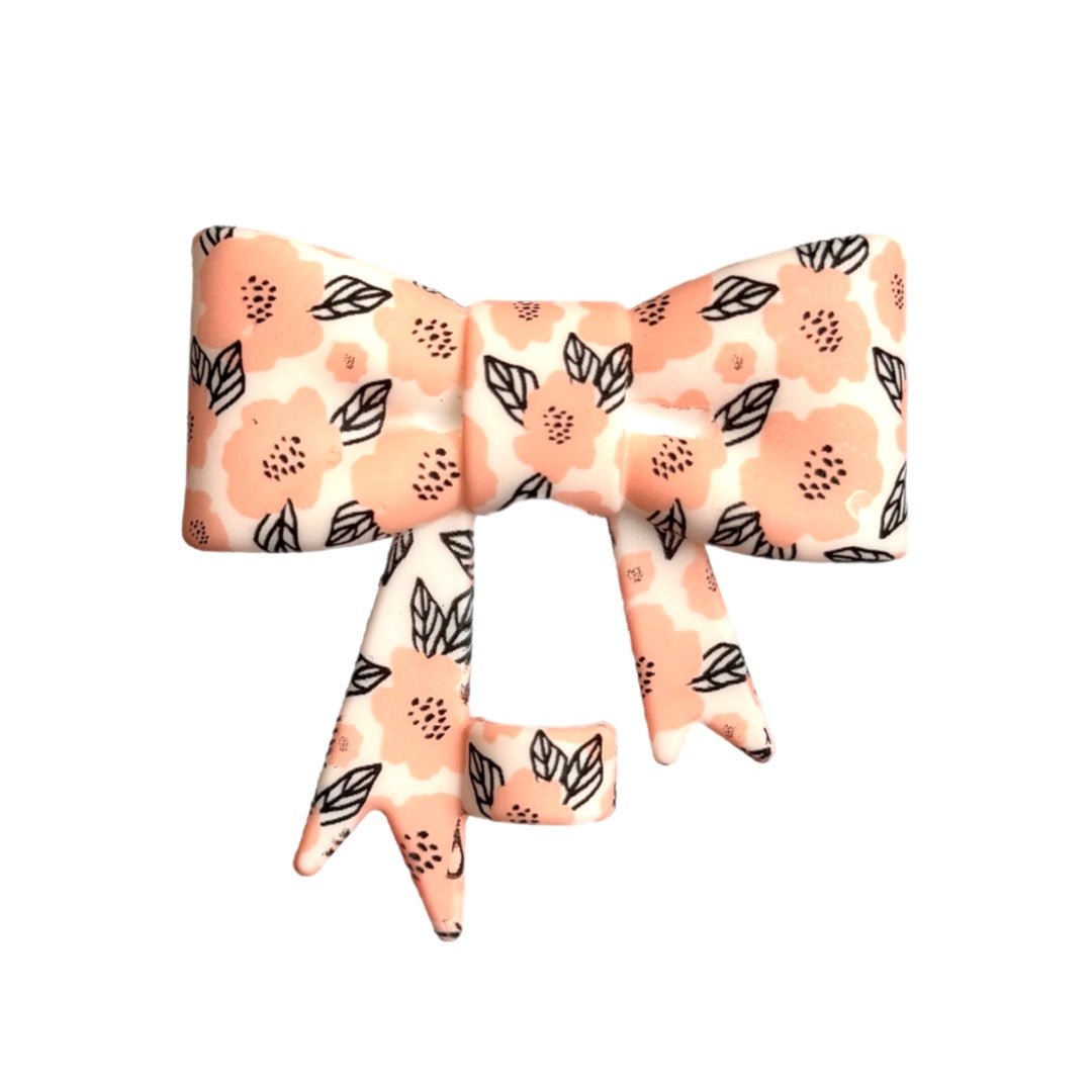Peach Floral 3D Bow Straw Topper **Hydroprinted** - The Nifty Little Finds - 3D Bow Straw Topper - The Nifty Little Finds