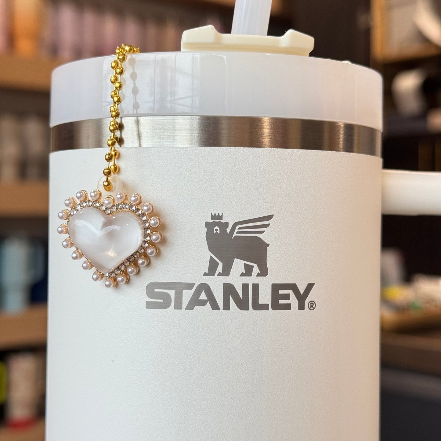 Pearl Heart Charm - Tumbler Handle Charm - The Nifty Little Finds - Charm - The Nifty Little Finds