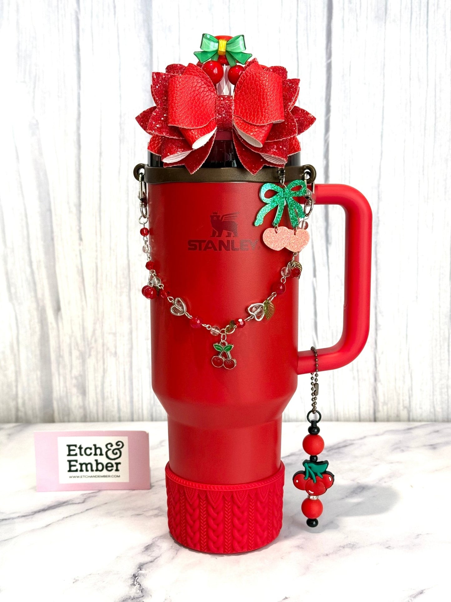 Silver Cherry Deluxe Tumbler Charm Necklace - The Nifty Little Finds - Necklace - The Nifty Little Finds
