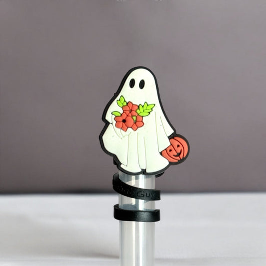 Floral Ghost Straw Topper - The Nifty Little Finds - The Nifty Little Finds