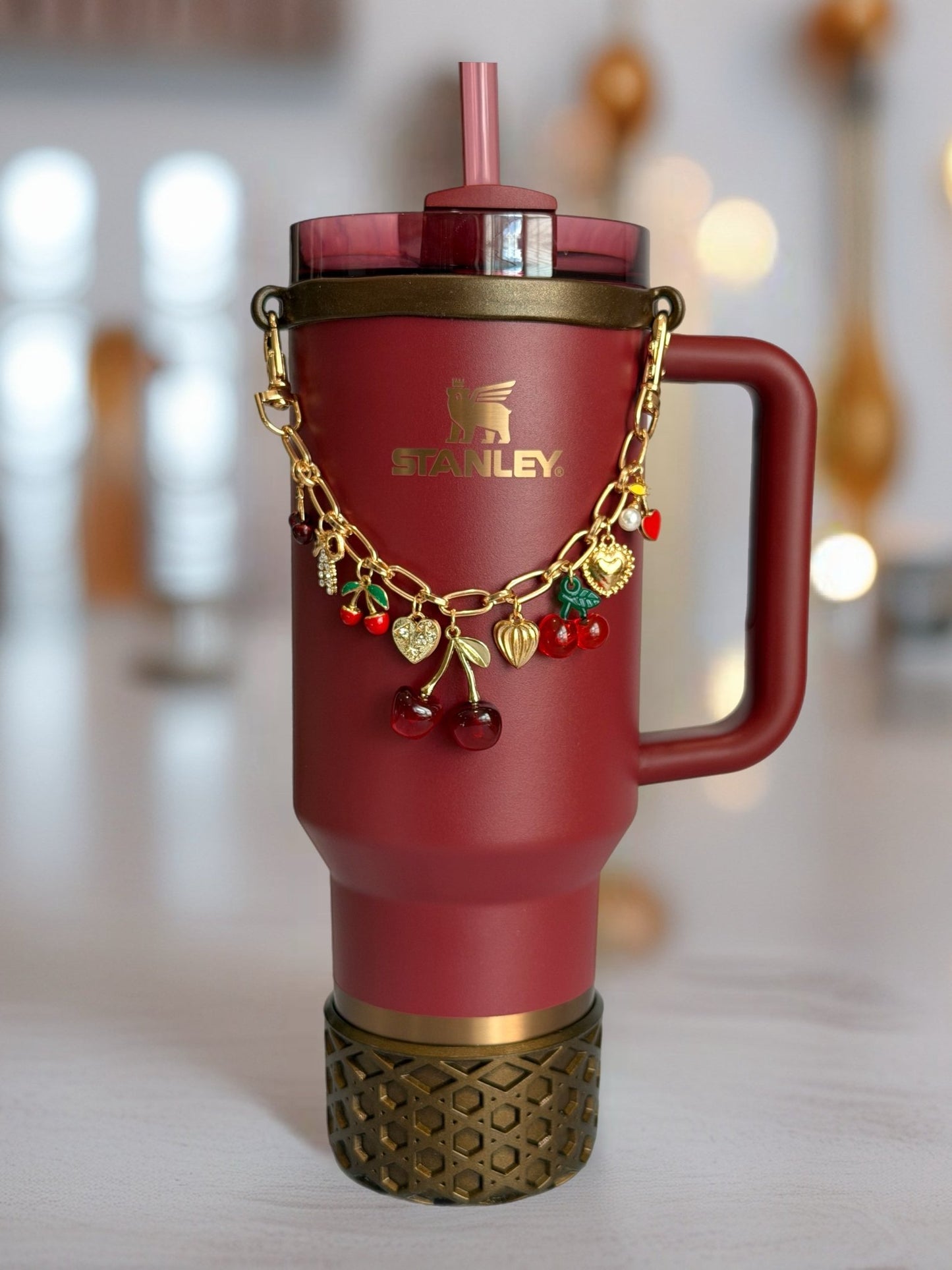 Red Velvet Cherry Deluxe Tumbler Charm Necklace - The Nifty Little Finds - Necklace - The Nifty Little Finds