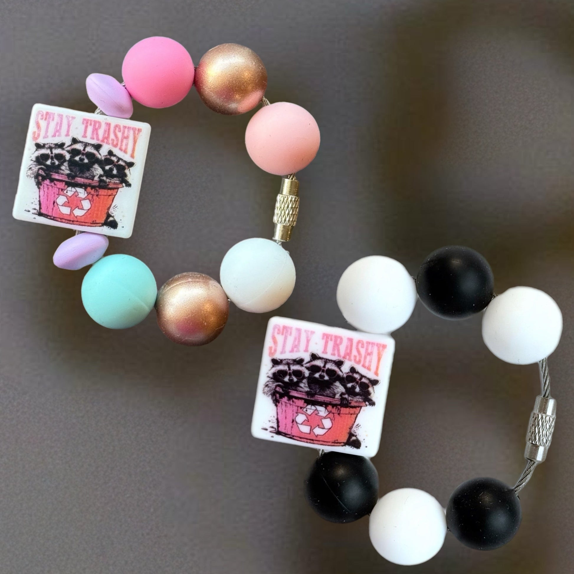 Stay Trashy Raccoon Bracelet - Tumbler Handle Charm - The Nifty Little Finds - Charm - The Nifty Little Finds