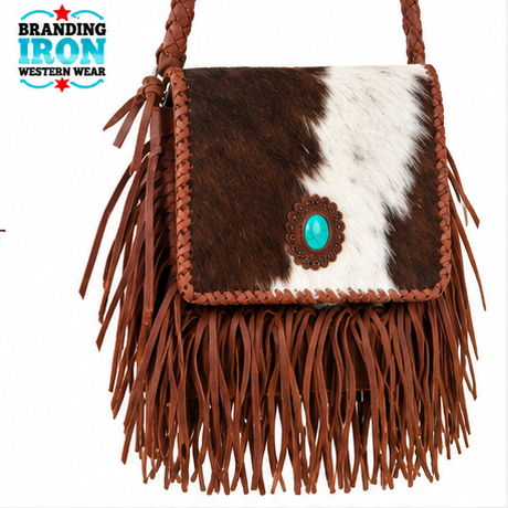 Hair-on-Hide Fringe Crossbody Purse | Branding Iron Western Wear