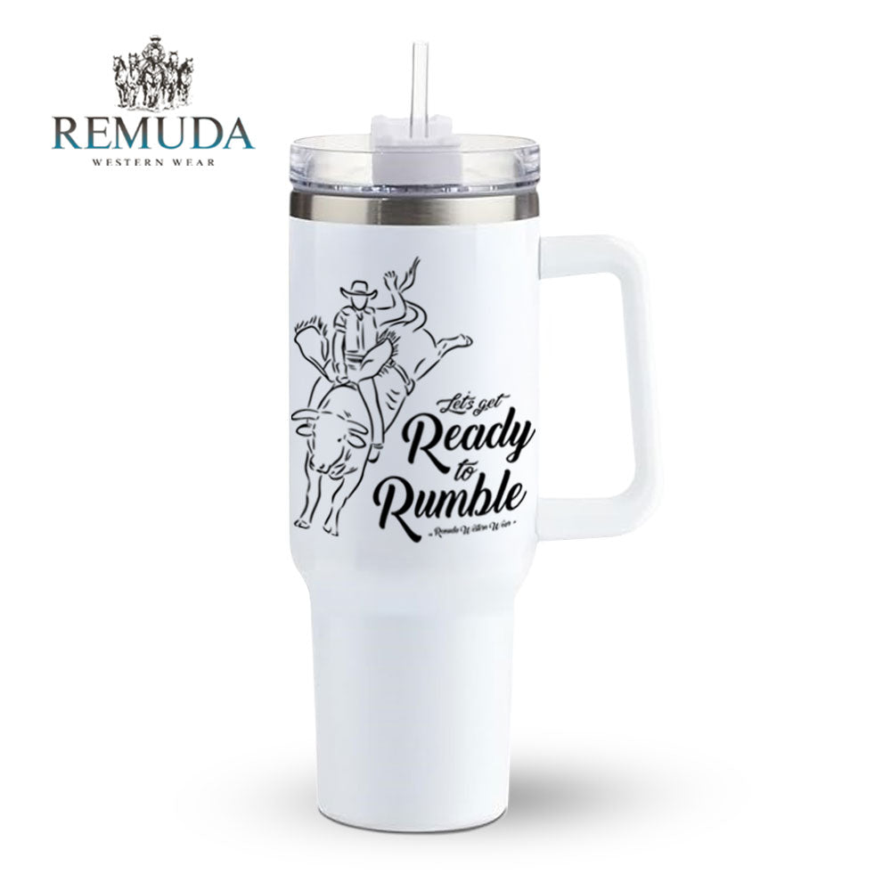 Ready To Rumble Bull Rider - Insulated Western Tumbler w/ Handle