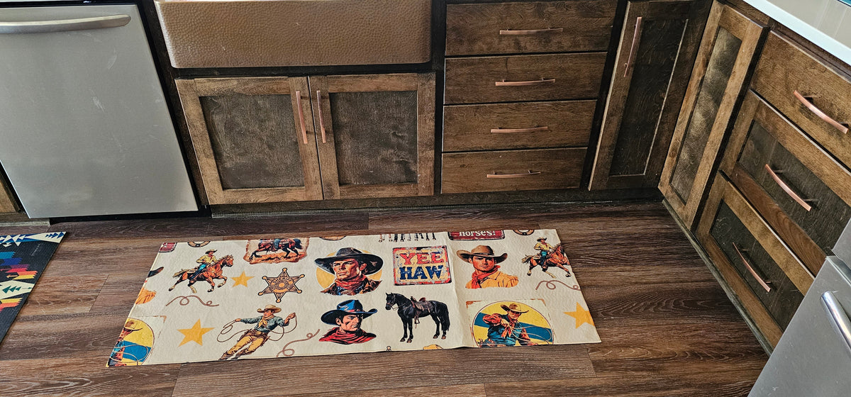 Vintage Cowboy Collage Floor Rug Runner Indoor 60" x 22"