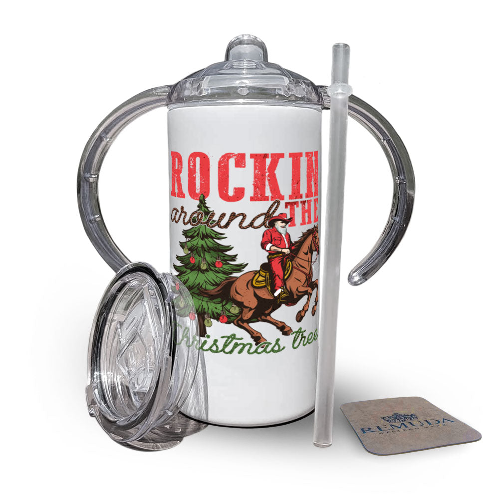 Rockin Around The Christmas Tree - Kids Western Santa Sippy Cup
