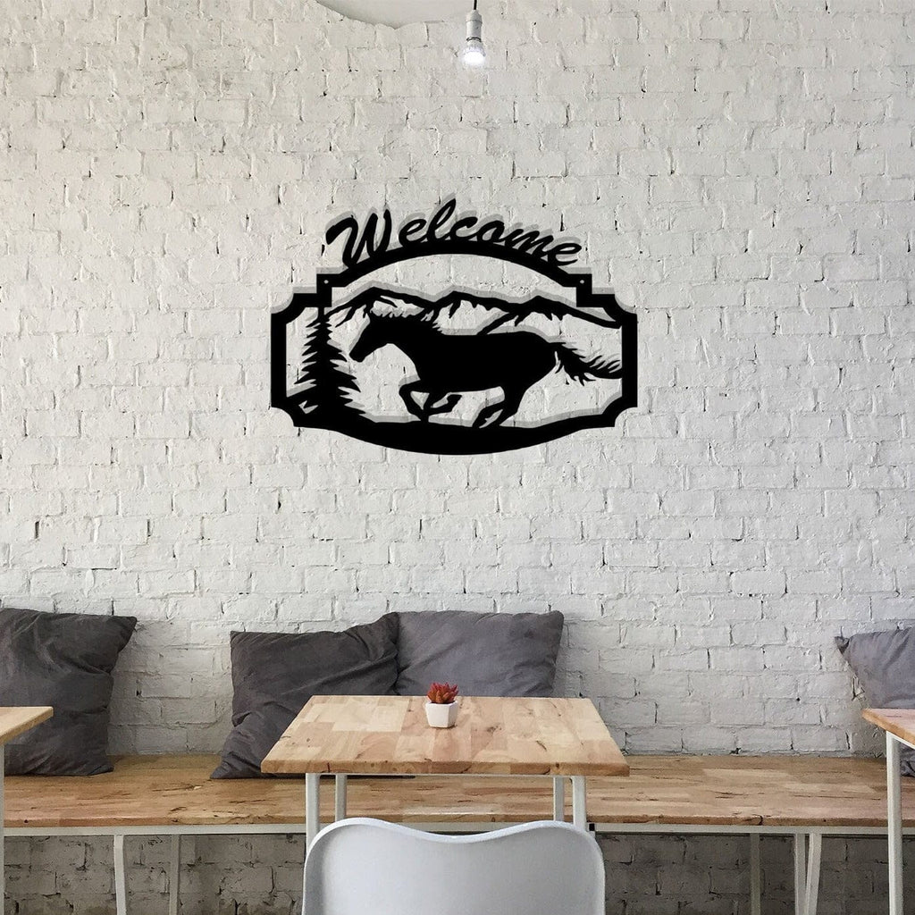 Running Horse Welcome Sign