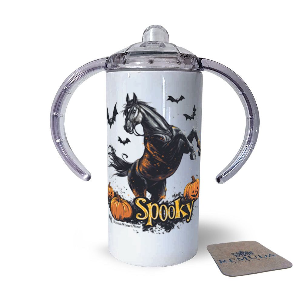 SPOOKY - Kids Western Halloween Horse Sippy Cup w/ Transition Lid