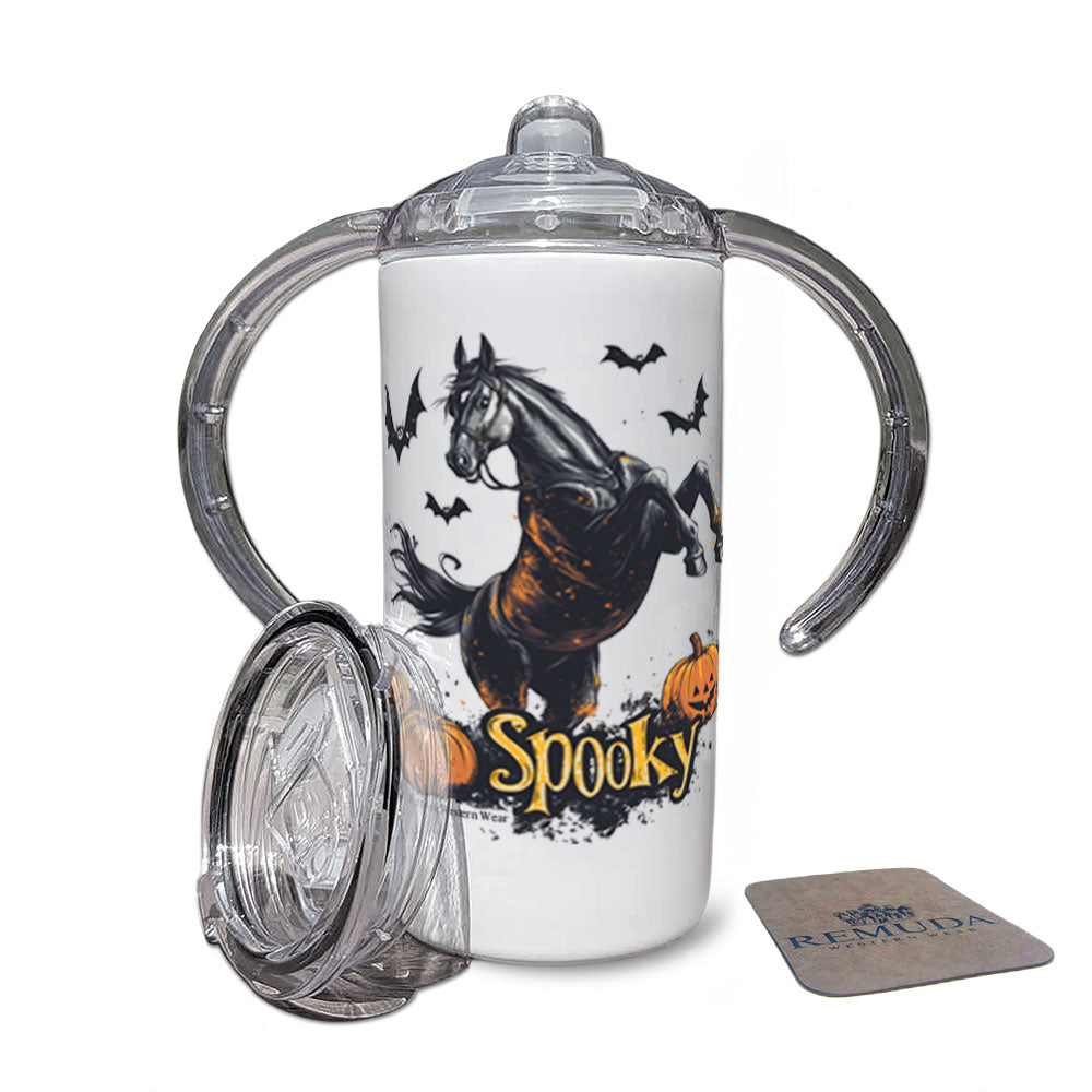 SPOOKY - Kids Western Halloween Horse Sippy Cup w/ Transition Lid