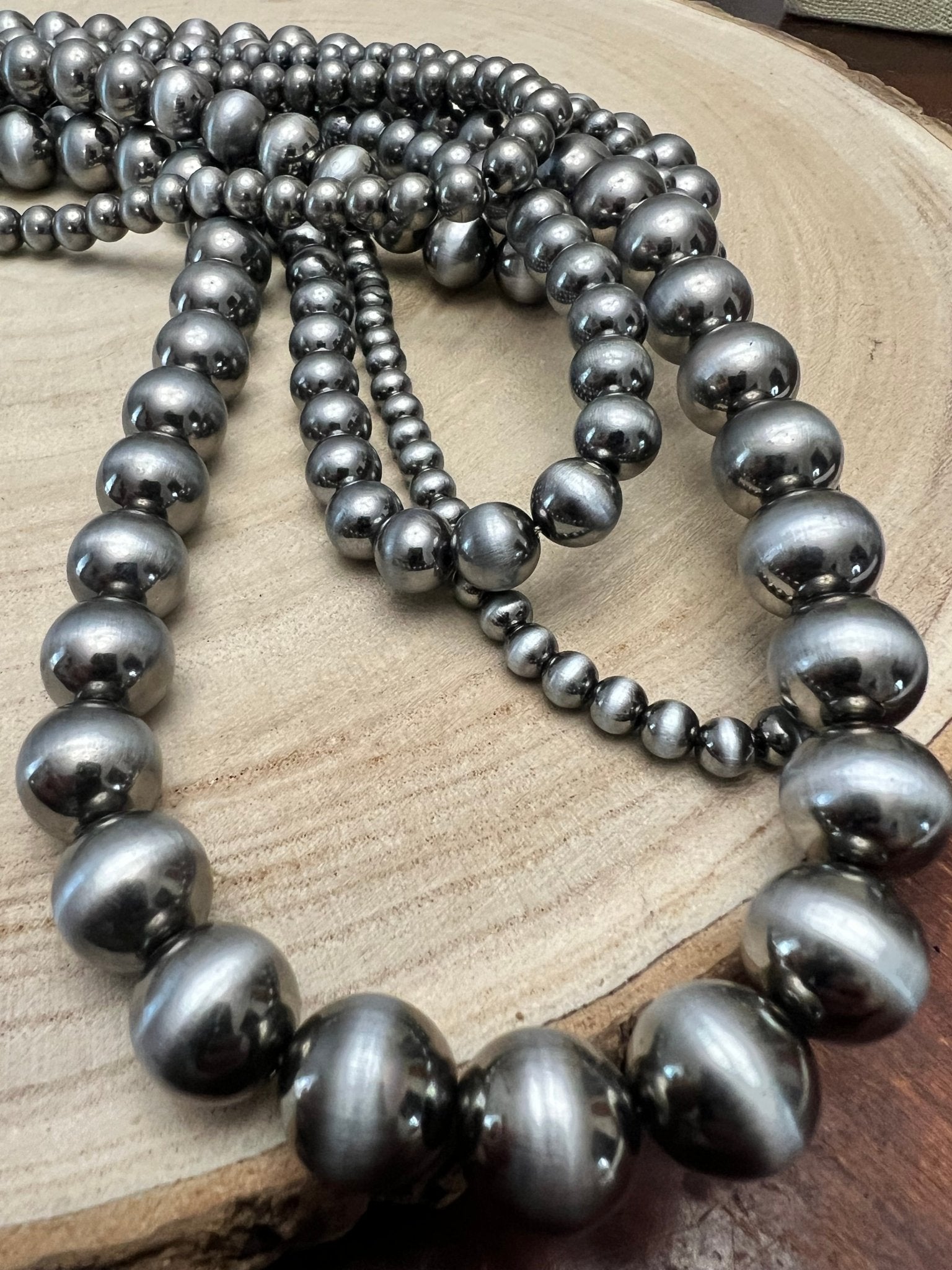 Western Statement 5-Strand Faux Sterling Pearl Necklace & Earring Set — Single-Clasp Layered