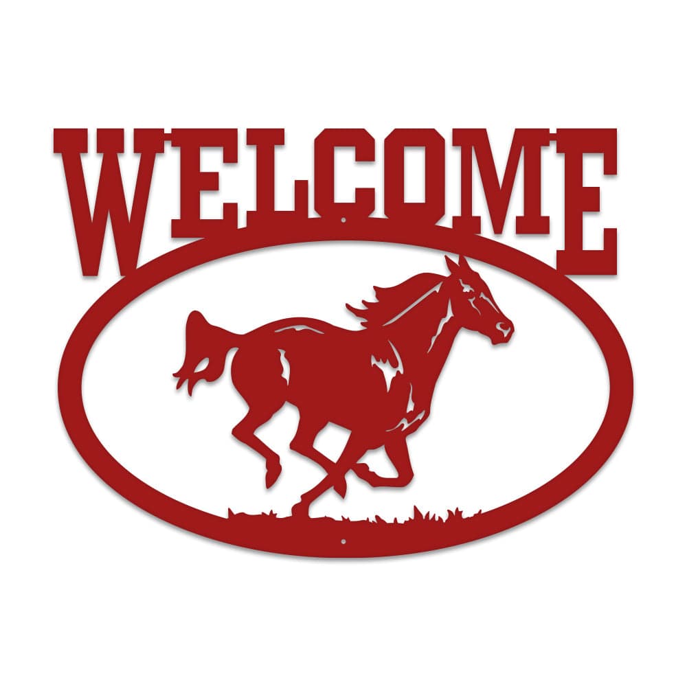 Welcome Running Horse Sign