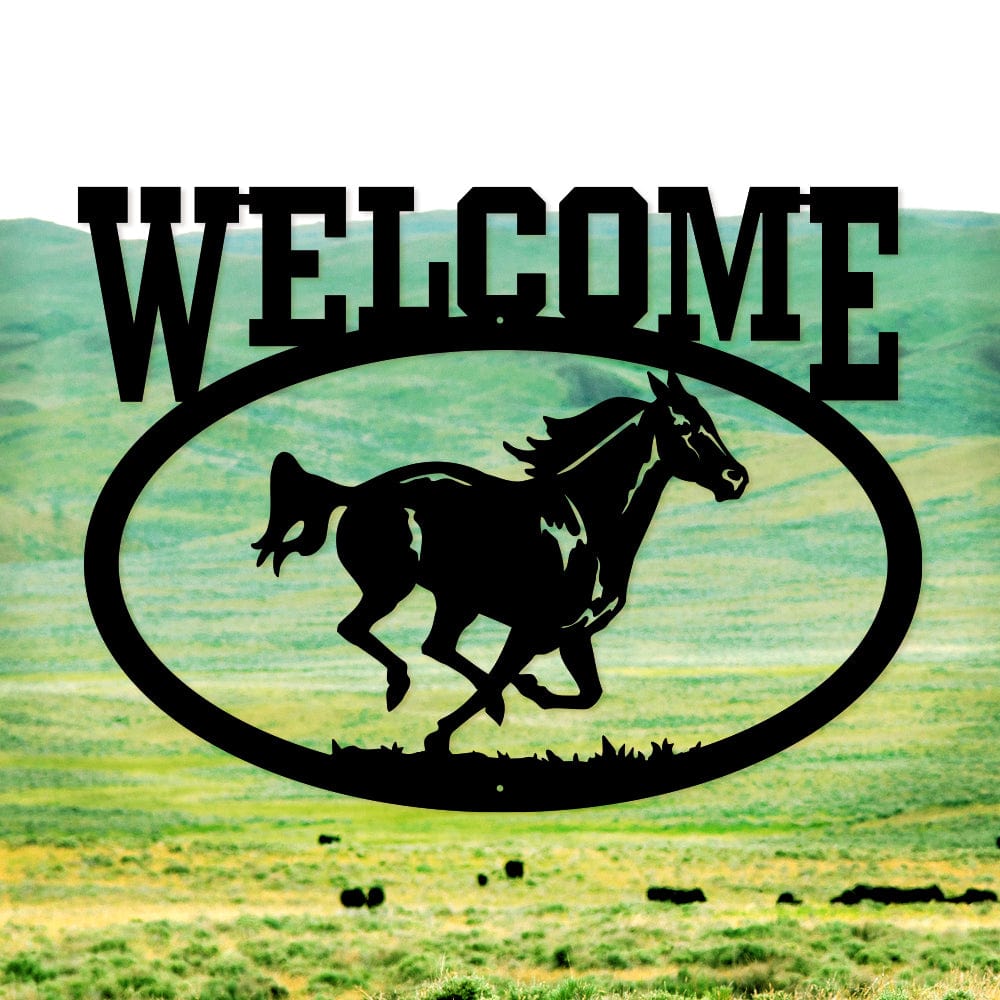 Welcome Running Horse Sign