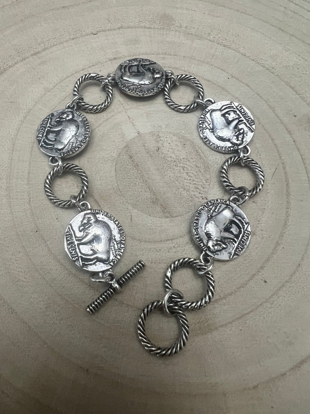 Western Buffalo Coin Toggle Bracelet