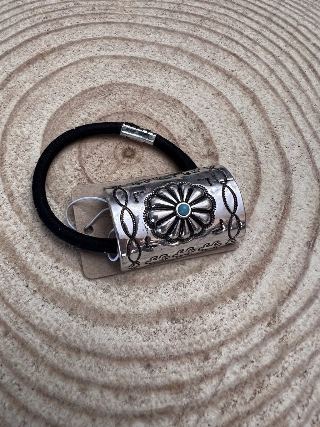 Western Concho & Faux Turquoise Stone Hair Tie