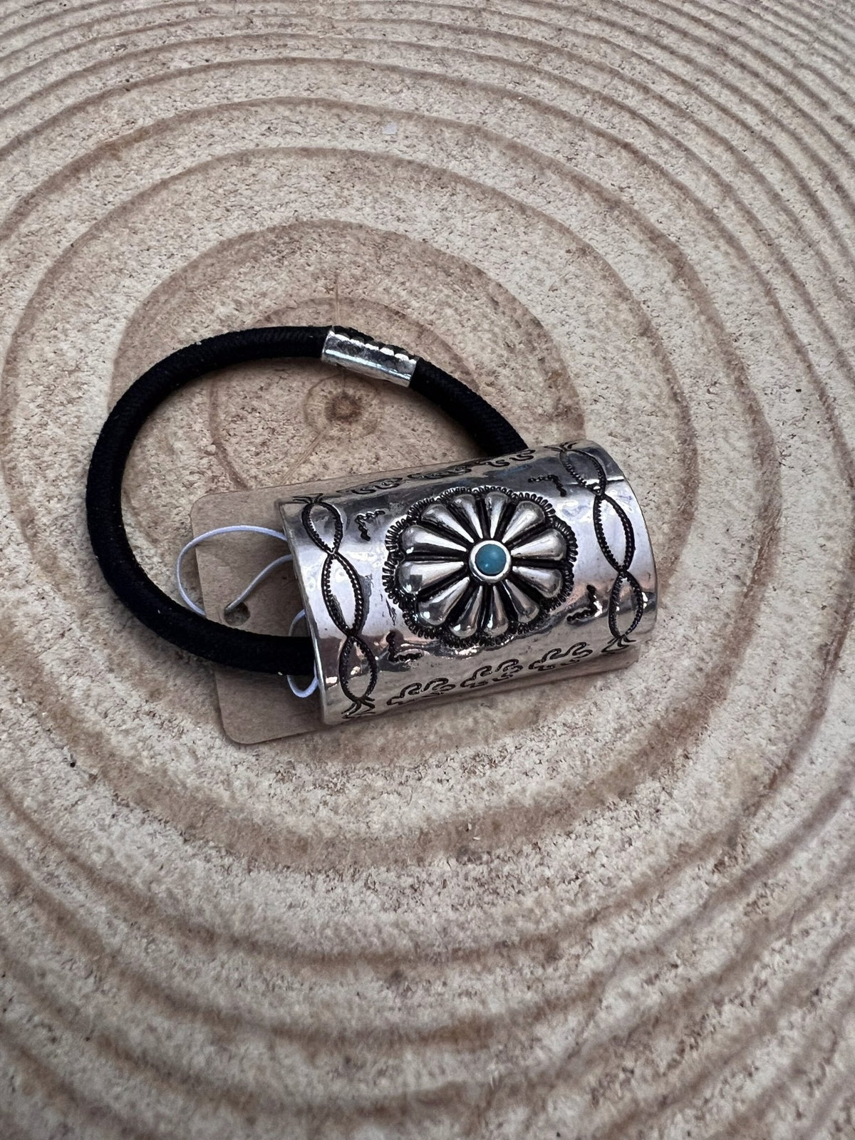 Western Concho & Faux Turquoise Stone Hair Tie