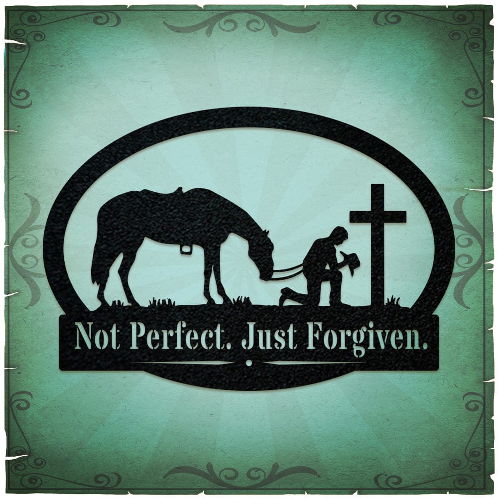 Western Cowboy and His Horse Kneeling Monogram