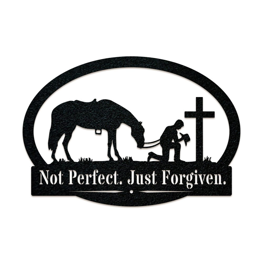 Western Cowboy and His Horse Kneeling Monogram
