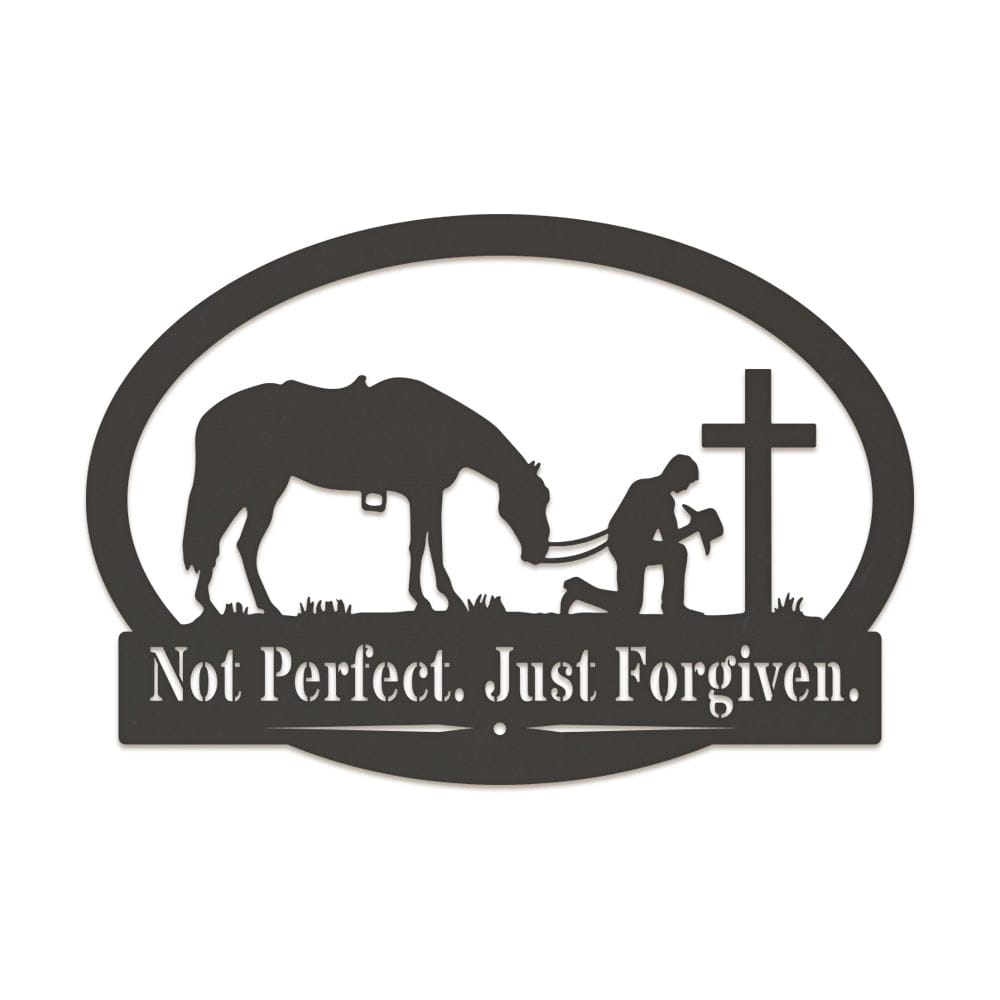 Western Cowboy and His Horse Kneeling Monogram