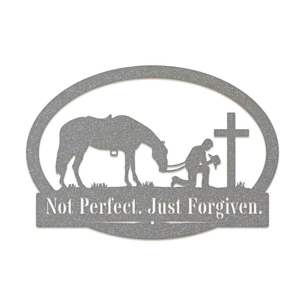 Western Cowboy and His Horse Kneeling Monogram