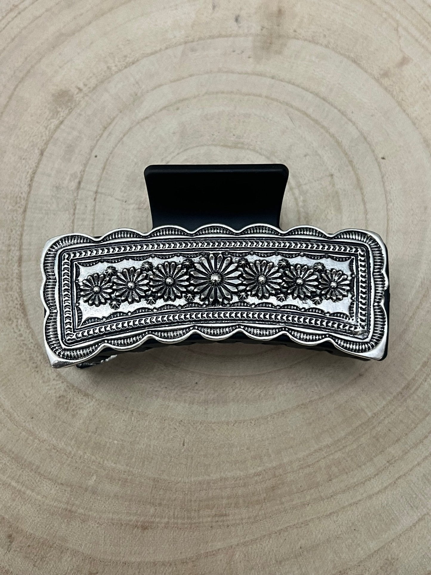 Western Faux Silver Claw Clip — Large 4.5"