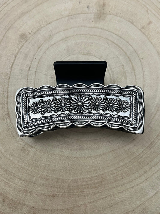 Western Faux Silver Claw Clip — Large 4.5"