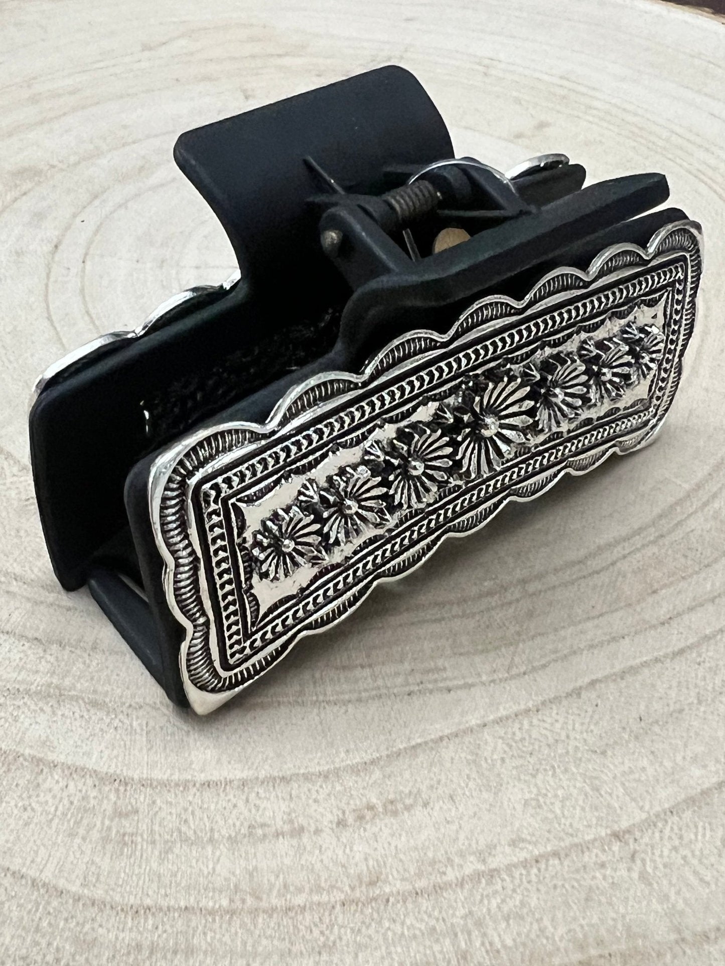 Western Faux Silver Claw Clip — Large 4.5"