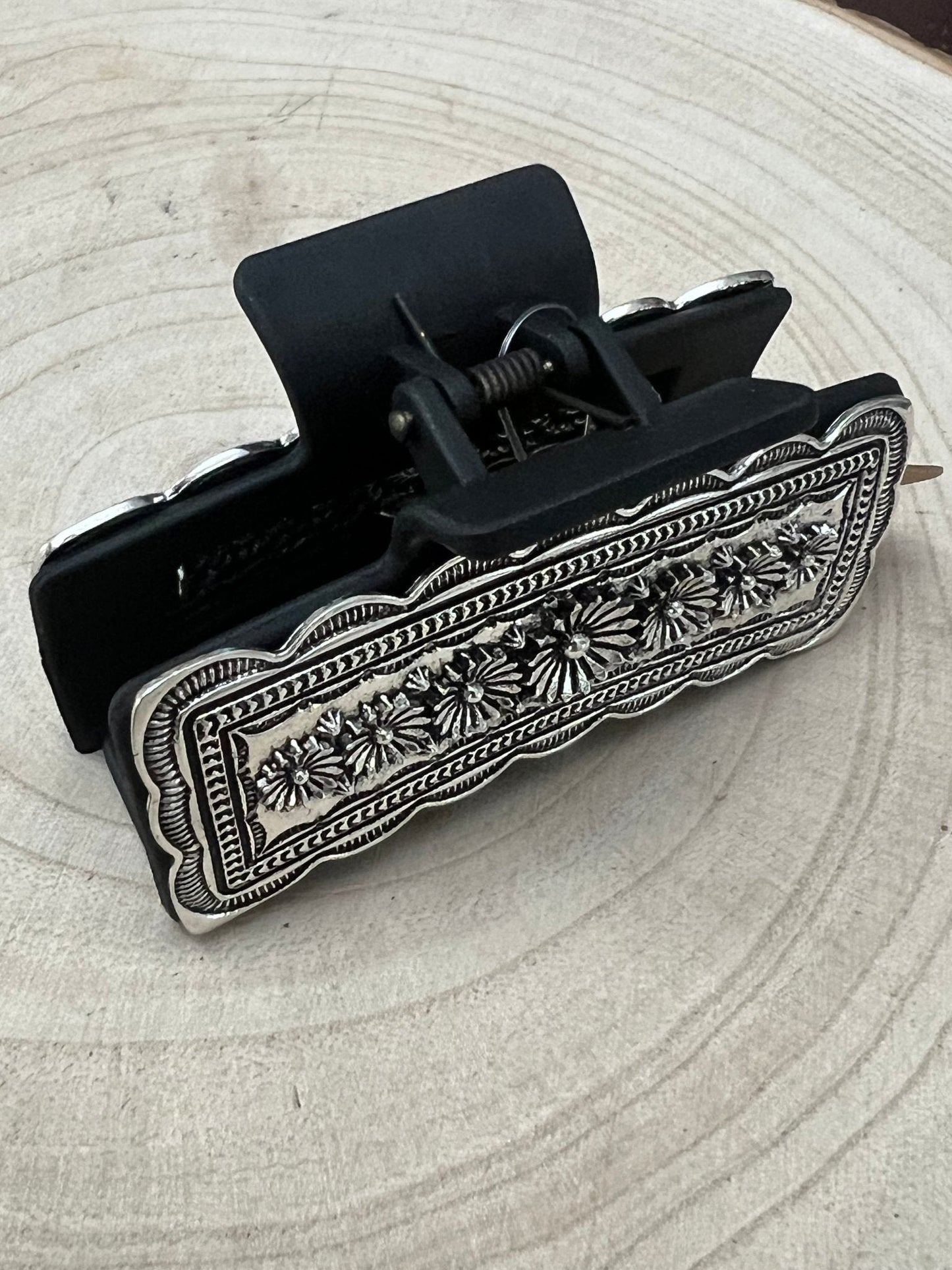 Western Faux Silver Claw Clip — Large 4.5"